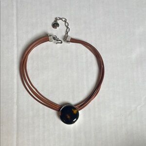 Lauren Ralph Laruen Tortoise & Leather Pendant Necklace